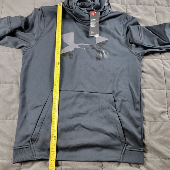 Under Armour Mens Medium Black Big Logo Hoodie Graphic Print Long Sleeve - Picture 8 of 9